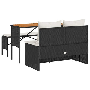vidaXL 3-Piece Garden Dining Set with Cushions Black Poly Rattan