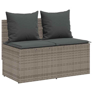 vidaXL 3-Piece Garden Dining Set with Cushions Grey Poly Rattan