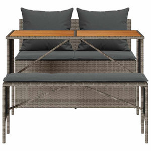 vidaXL 3-Piece Garden Dining Set with Cushions Grey Poly Rattan