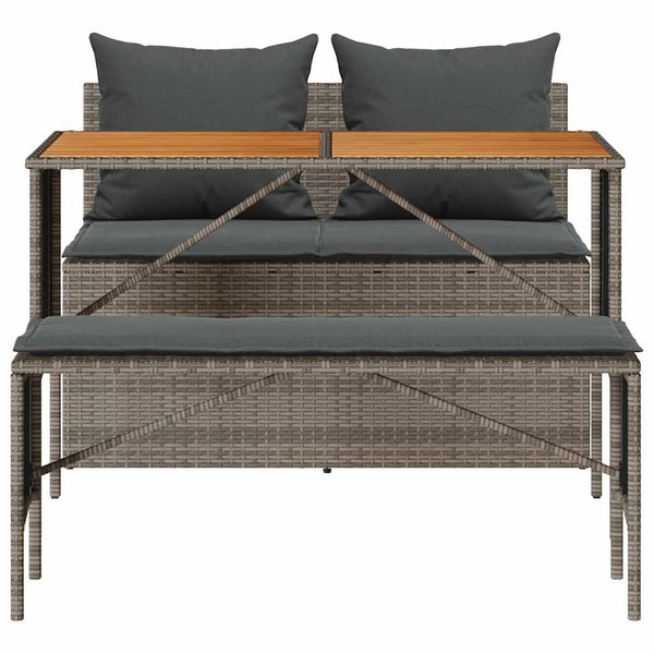 vidaXL 3-Piece Garden Dining Set with Cushions Grey Poly Rattan