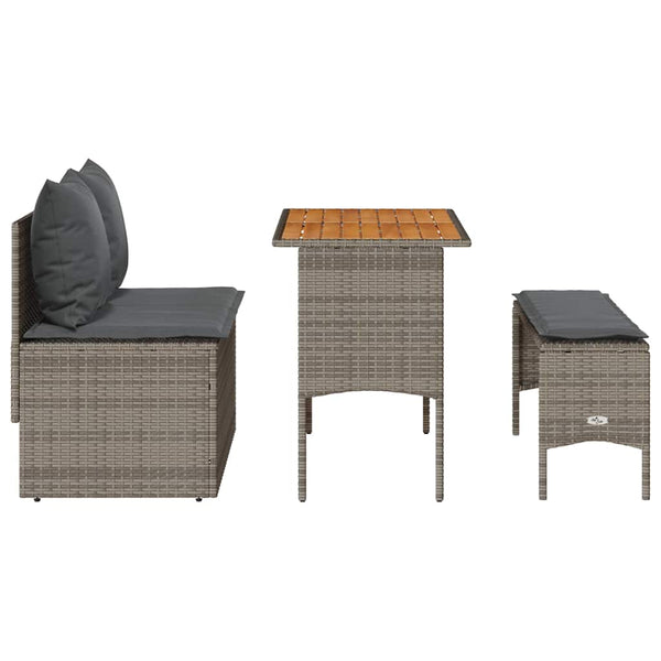vidaXL 3-Piece Garden Dining Set with Cushions Grey Poly Rattan