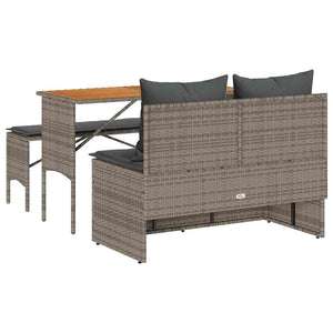 vidaXL 3-Piece Garden Dining Set with Cushions Grey Poly Rattan