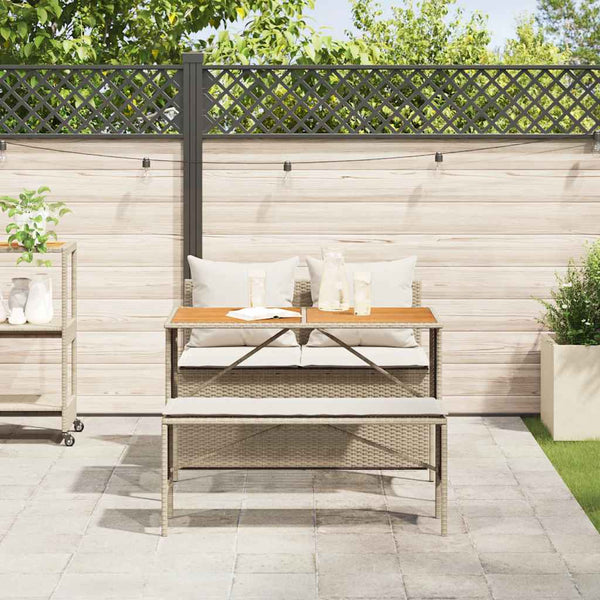 vidaXL 3-Piece Garden Dining Set with Cushions Beige Poly Rattan
