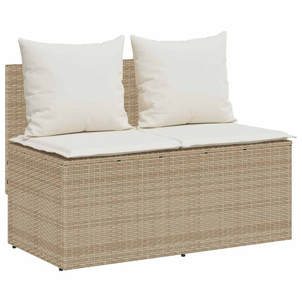 vidaXL 3-Piece Garden Dining Set with Cushions Beige Poly Rattan
