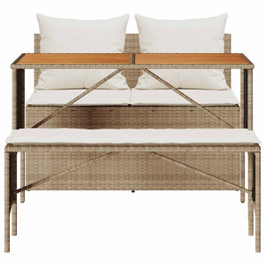 vidaXL 3-Piece Garden Dining Set with Cushions Beige Poly Rattan