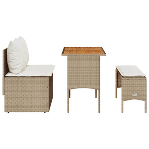 vidaXL 3-Piece Garden Dining Set with Cushions Beige Poly Rattan