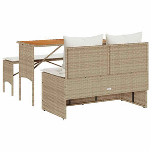vidaXL 3-Piece Garden Dining Set with Cushions Beige Poly Rattan