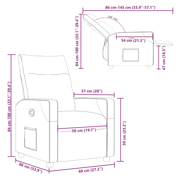 vidaXL Recliner Blue Fabric