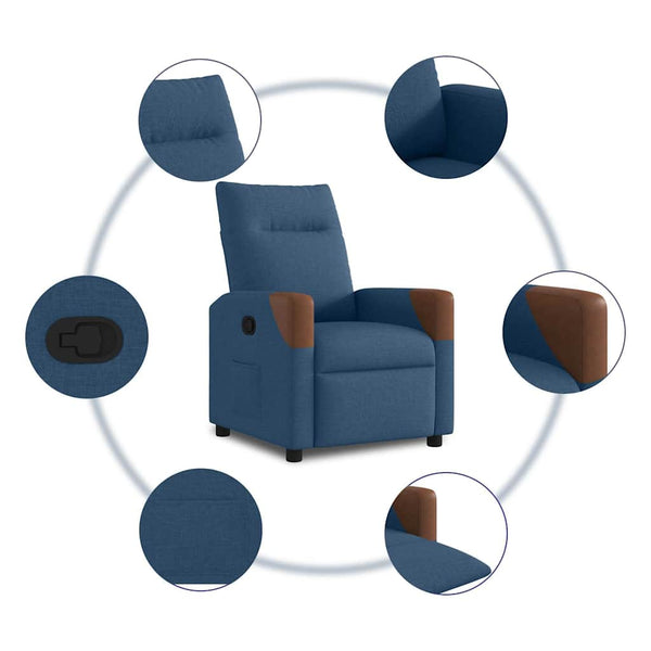 vidaXL Recliner Blue Fabric