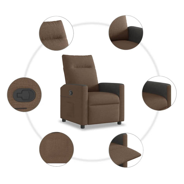 vidaXL Recliner Brown Fabric