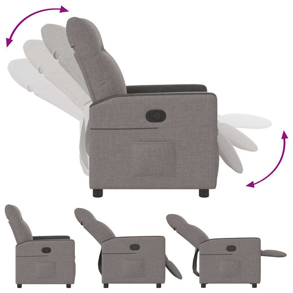 vidaXL Recliner Taupe Fabric