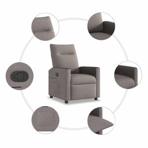 vidaXL Recliner Taupe Fabric