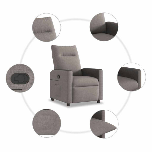 vidaXL Recliner Taupe Fabric
