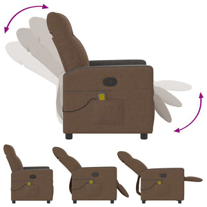 vidaXL Massage Recliner Brown Fabric