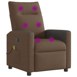 vidaXL Massage Recliner Brown Fabric