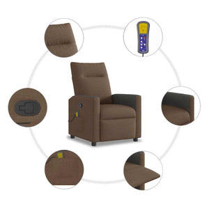 vidaXL Massage Recliner Brown Fabric