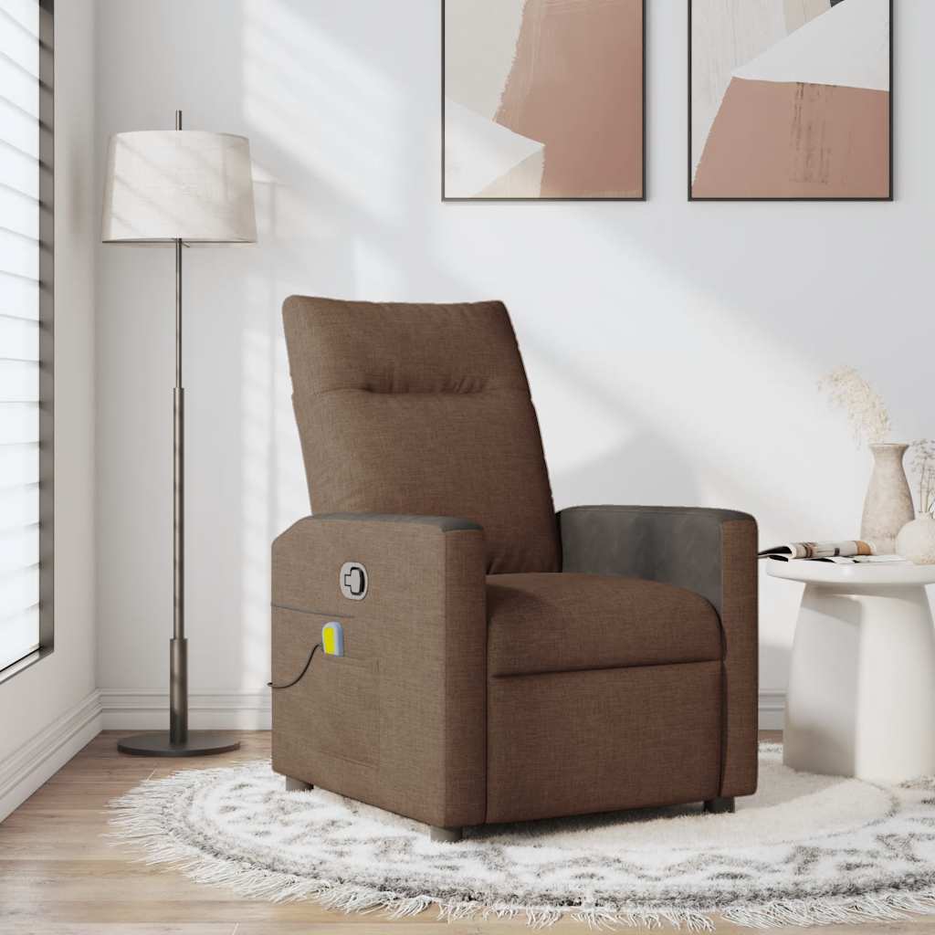 vidaXL Massage Recliner Brown Fabric