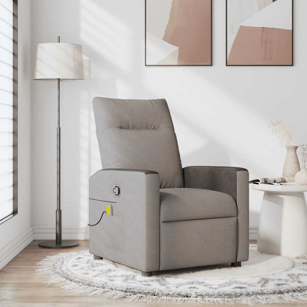 vidaXL Massage Recliner Taupe Fabric