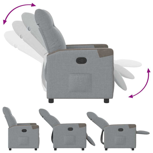 vidaXL Recliner Light Gray Fabric