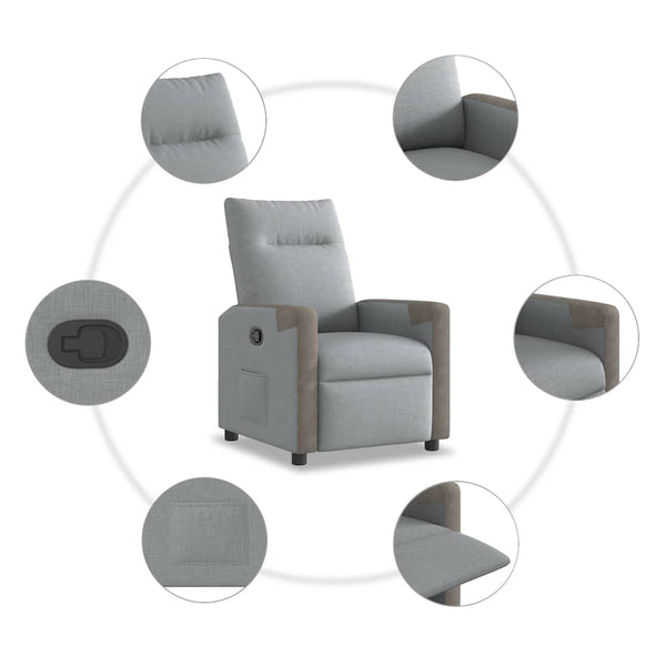 vidaXL Recliner Light Gray Fabric