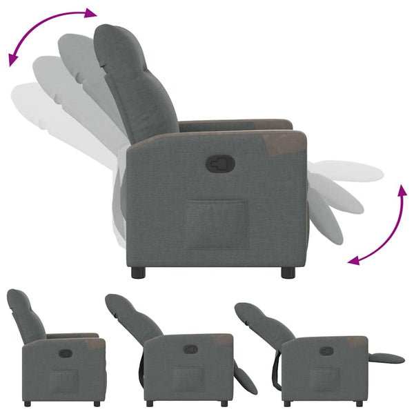 vidaXL Recliner Dark Grey Fabric