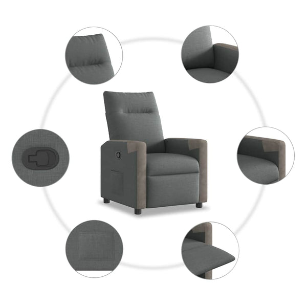 vidaXL Recliner Dark Grey Fabric