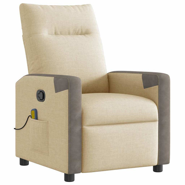 vidaXL Massage Recliner Cream Fabric