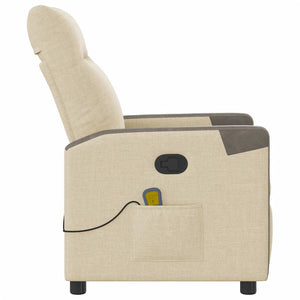 vidaXL Massage Recliner Cream Fabric
