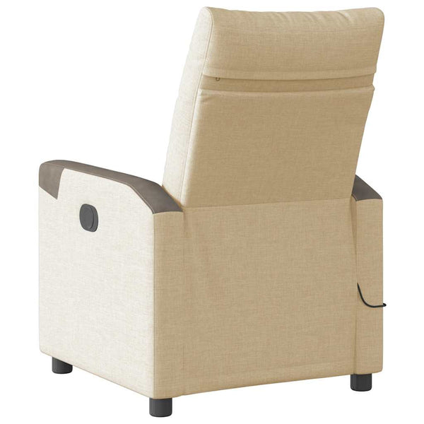 vidaXL Massage Recliner Cream Fabric