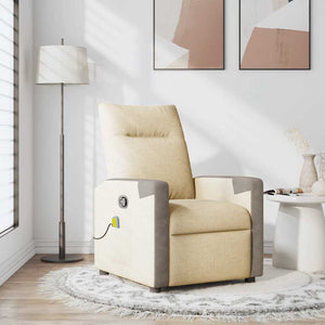 vidaXL Massage Recliner Cream Fabric