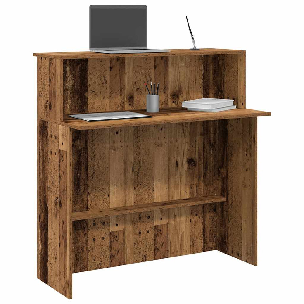 vidaXL Reception Desk Reclaimed Wood Look 100x50x103.5 cm Engineered Wood