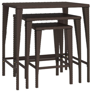 Garten Satztische 3er Set Braun Rattan