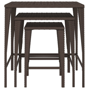 Garten Satztische 3er Set Braun Rattan