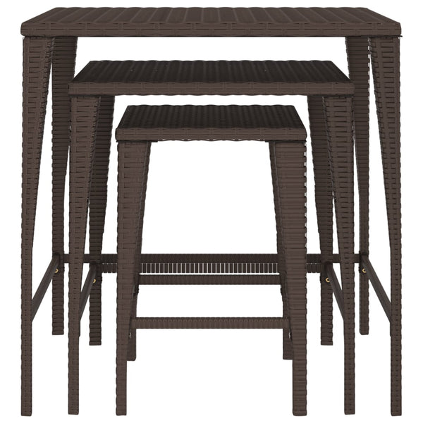 Garten Satztische 3er Set Braun Rattan
