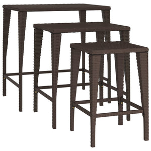 Garten Satztische 3er Set Braun Rattan