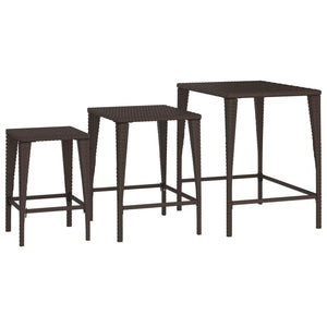 Garten Satztische 3er Set Braun Rattan