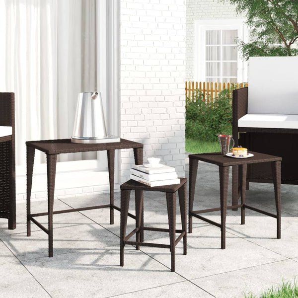 Garten Satztische 3er Set Braun Rattan