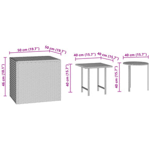 Garten Beistelltische 3er Set Poly Rattan Schwarz