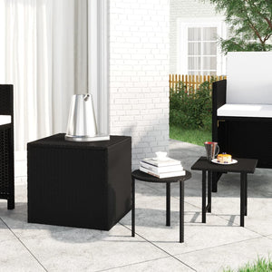 Garten Beistelltische 3er Set Poly Rattan Schwarz