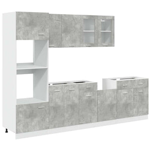 7-tlg. Küchenmöbel Set Betongrau