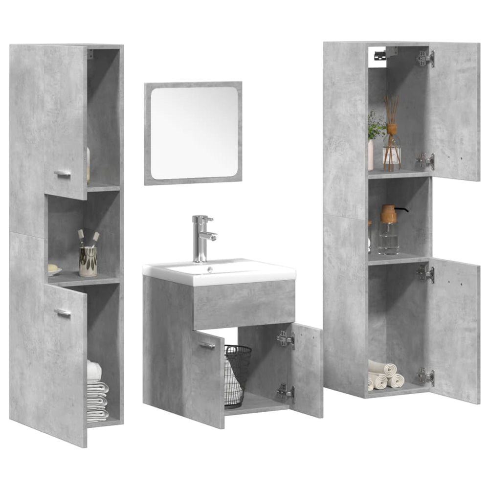 5-teiliges Badmöbel-Set Betongrau