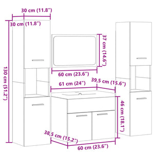 4-tlg. Badmöbel-Set Betongrau