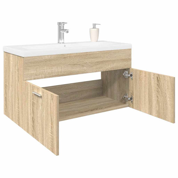 Waschbeckenunterschrank Sonoma-Eiche mit Einbaubecken