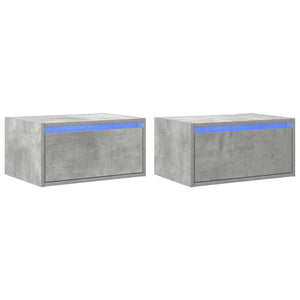Wand-Nachttische mit LED Betongrau 2er-Set