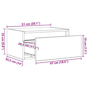 Wand-Nachttische mit LED Betongrau 2er-Set
