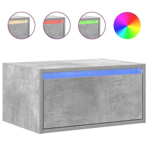 Wand-Nachttische mit LED Betongrau 2er-Set