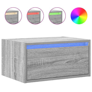 Wand-Nachttisch mit LED Grau Sonoma