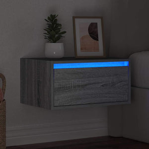 Wand-Nachttisch mit LED Grau Sonoma