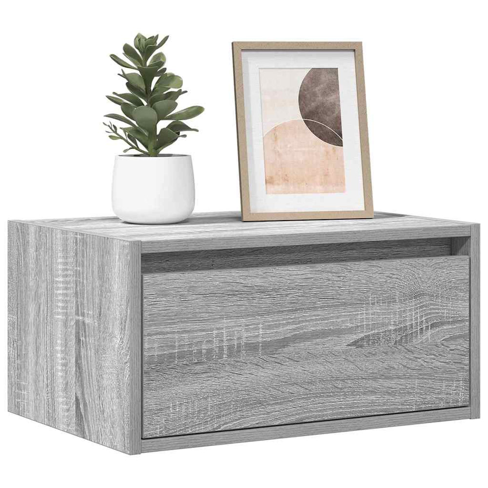 Wand-Nachttisch mit LED Grau Sonoma
