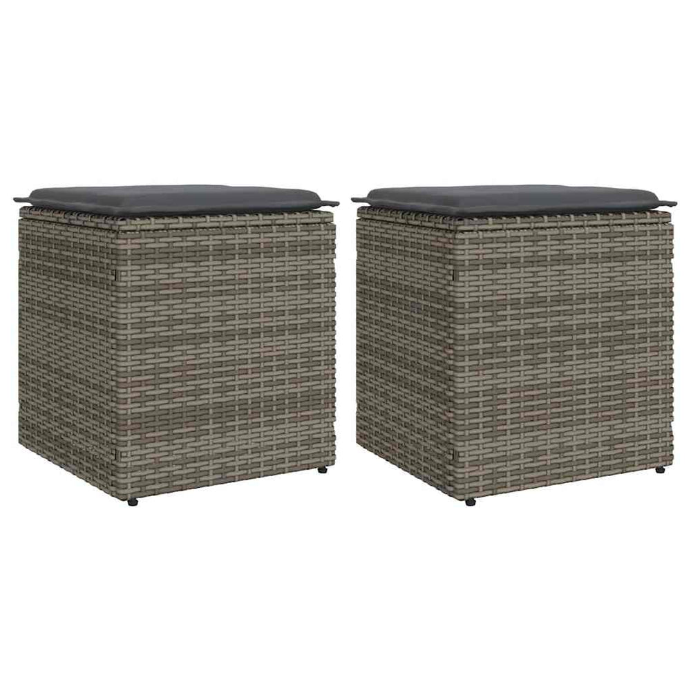 Gartenhocker mit Kissen 2er Set Grau
